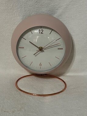 Modern Pink Table Clock with Rose Gold Accents